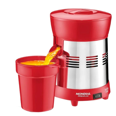 Espremedor 1 Litro Red Premium Turbo E24 Mondial Potência 250W Vermelho Inox