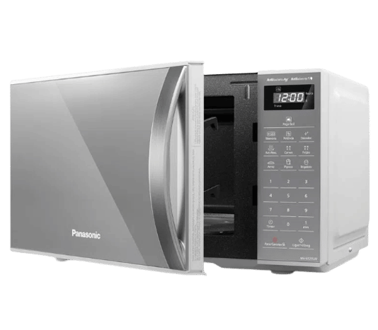 Micro-ondas da Panasonic com a tampa meio aberta