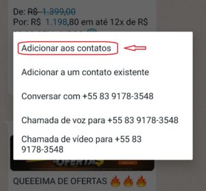 Clicar em adicionar contatos no grupo do Whatsapp