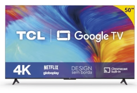 Frente da Smart TV TCL P635 LED 50 Ultra HD 4K