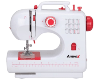 Máquina de Costura Amvox AMQ 012 Ziguezague e Reta Branco Vermelho