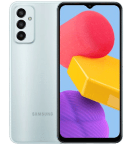 Linha Galaxy M13 na cor azul frente e verso