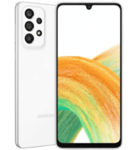 Linha Galaxy A33 na cor branco frente e verso