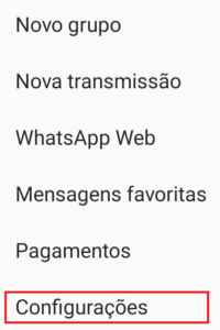 Print das configurações do WhatsApp