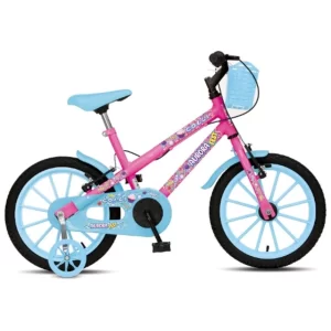 Bicicleta Infantil Colli Aurora Fest Aro 16 com Rodinhas Rosa Azul