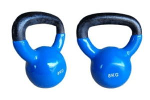 Kit 2 Halteres Kettlebell em ferro fundido Pelegrin PEL-08KB Emborrachado 8kg - Azul